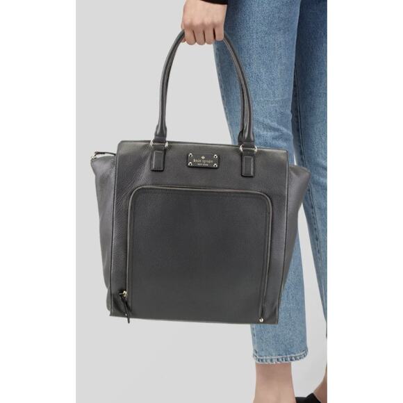 kate spade Handbags - Kate Spade New York Large Gray Baxter Street Fernrose Pebbled Leather Tote Bag